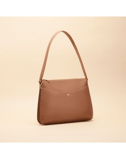 Maud cognac leren schoudertas - 340 x 236 x 76 mm