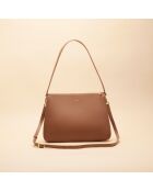 Maud cognac leren schoudertas - 340 x 236 x 76 mm