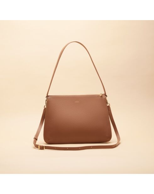 Maud cognac leren schoudertas - 340 x 236 x 76 mm