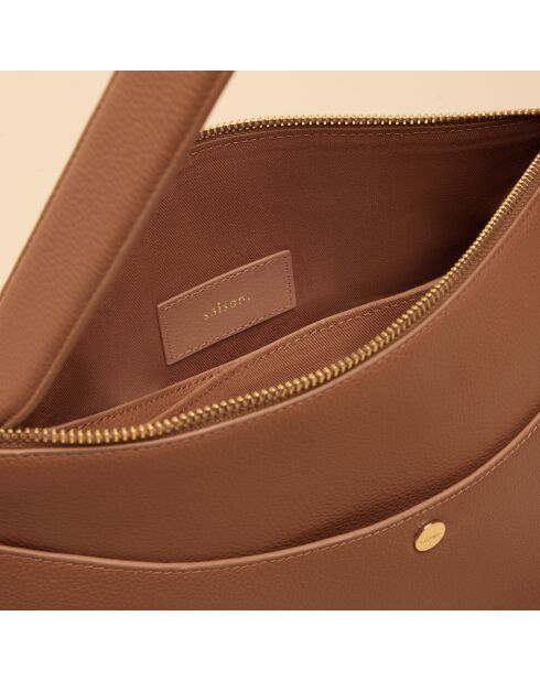 Maud cognac leren schoudertas - 340 x 236 x 76 mm
