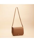 Sac bandoulière Adèle en cuir cognac - 28x19x8,5 cm