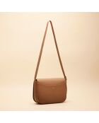 Sac bandoulière Adèle en cuir cognac - 28x19x8,5 cm