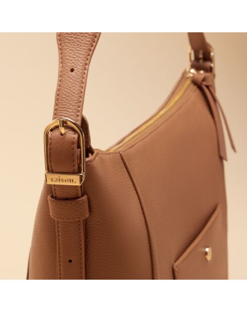 Sac hobo Alma en cuir cognac - 26,2x23,7x11,5 cm