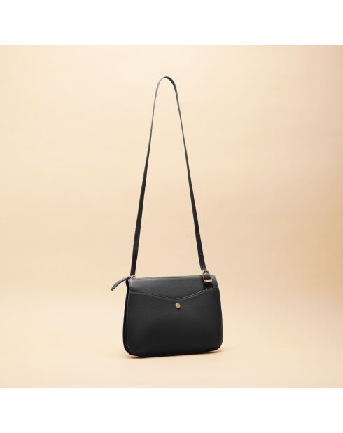 Irma zwarte leren schoudertas - 250 x 175 x 60 mm