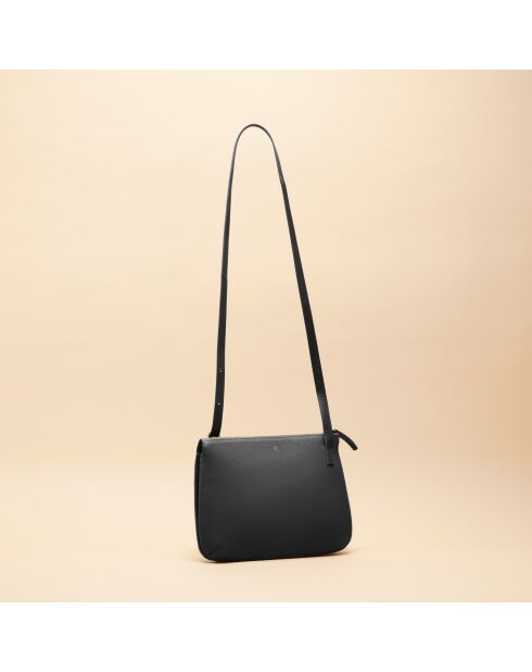 Irma zwarte leren schoudertas - 250 x 175 x 60 mm