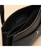 Irma zwarte leren schoudertas - 250 x 175 x 60 mm