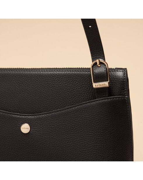 Irma zwarte leren schoudertas - 250 x 175 x 60 mm