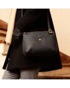 Irma zwarte leren schoudertas - 250 x 175 x 60 mm