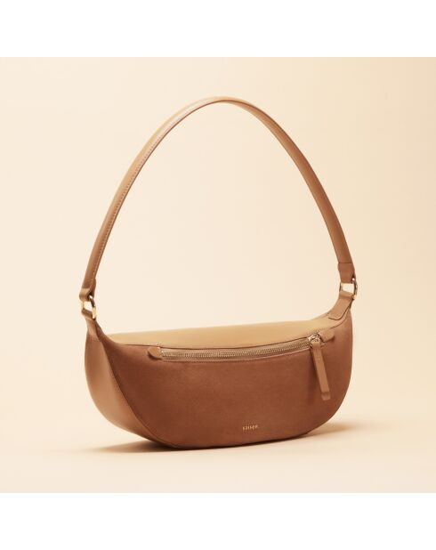 Bandolera Pia de piel avellana - 310 x 136 x 80 mm