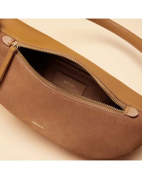 Bandolera Pia de piel avellana - 310 x 136 x 80 mm
