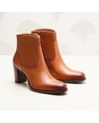 Camelkleurige leren laarzen Ava - Hak: 7 cm