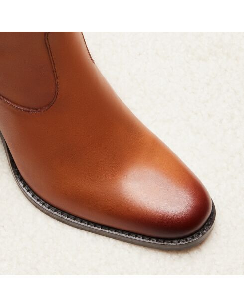 Camelkleurige leren laarzen Ava - Hak: 7 cm