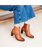 Camelkleurige leren laarzen Ava - Hak: 7 cm