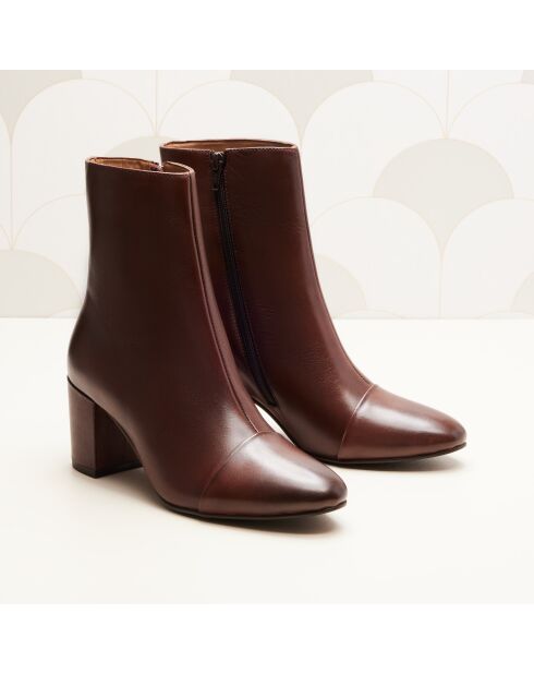 Braune Lederstiefel Léna - Absatz: 6,8 cm