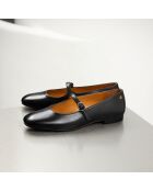 Zwarte leren ballerina's van Olivia