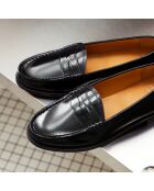 Victoire zwarte leren instappers