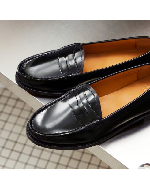 Victoire zwarte leren instappers