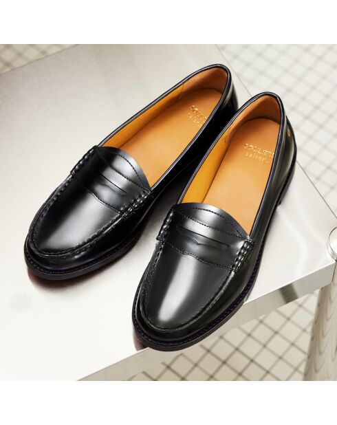 Victoire zwarte leren instappers