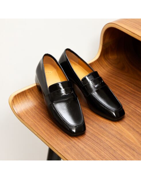 Schwarze Mokassins Elise aus Lackleder