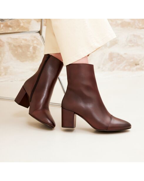 Braune Lederstiefel Léna - Absatz: 6,8 cm