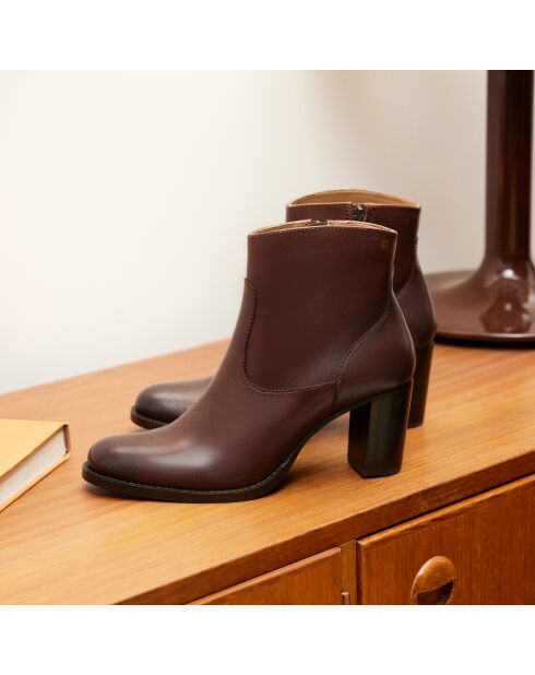 Braune Ava-Lederstiefel - Absatz: 7 cm