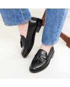 Anna zwarte leren instappers