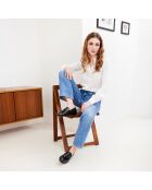 Anna zwarte leren instappers