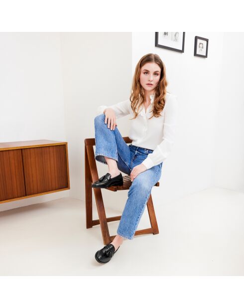 Anna zwarte leren instappers