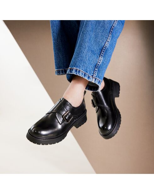 Derbies à boucle en cuir Izia noires