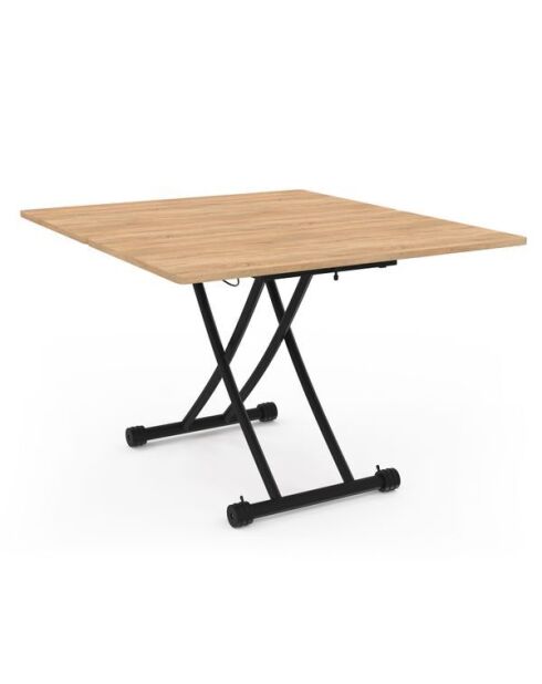 Mesa de comedor 2 en 1 Tribeca regulable en madera y negro - 100x114x75 cm