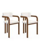 2 sedie Elsa con braccioli ricci, gambe in metallo effetto noce - 46x48x74 cm