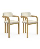 2 Chaises Elsa avec accoudoirs tissu beige pieds métal - 46x48x74 cm