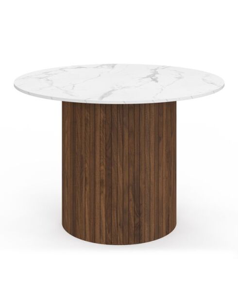 Alvar runder Esstisch Ø110cm Marmor- und Walnusseffekt - 110x110x75 cm