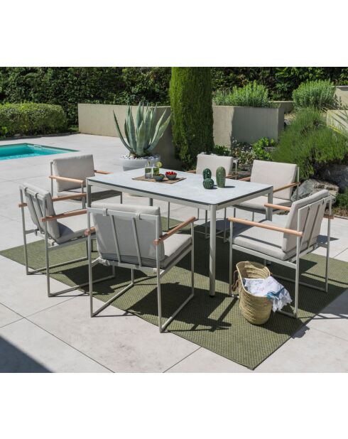 Set de comida Biscarosse: 1 mesa y 6 sillones