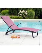 2 transats de jardin Polenca Bordeaux - 189x72.5x32 cm