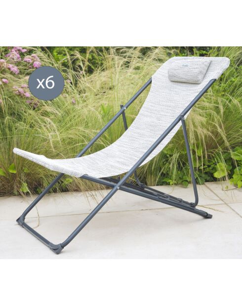 6 Chilennes Sunny new gris et gris chiné - 81x53x77 cm