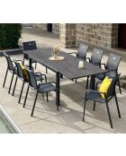 Juego de comedor Guethary PSPC Slate, mesa y 8 sillones grises