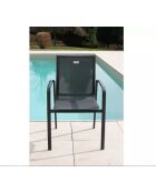 Juego de comedor Guethary PSPC Slate, mesa y 8 sillones grises