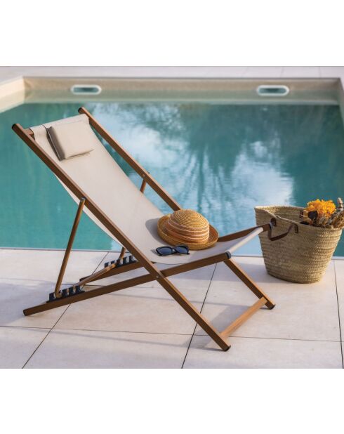 2 Chiliennes Paros bois et lin - 110x55.5x97 cm