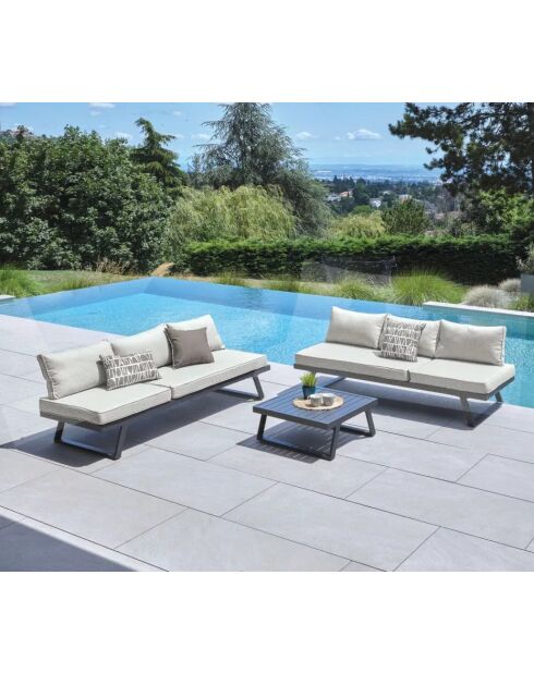 Muebles de jardín modulares Oakland de 6 plazas en color beige