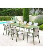 Ensemble nairobi vert sauge : 1 table + 8 fauteuils nairobi vert sauge