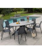 Juego de comedor de pizarra Carmelory: 1 mesa Carmelo y 8 sillones Guethary