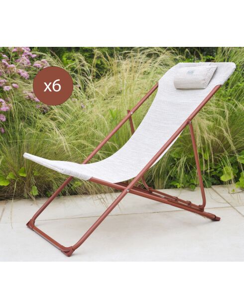6 Chilennes Sunny new terracotta et gris chiné - 81x53x77 cm