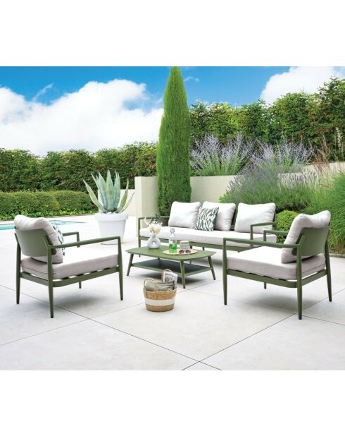Muebles de jardín Nairobi de aluminio para 5 plazas, color verde salvia