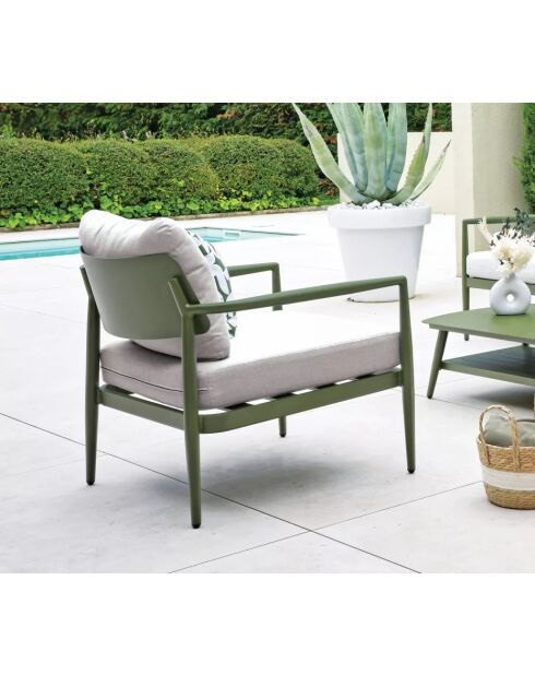 Muebles de jardín Nairobi de aluminio para 5 plazas, color verde salvia