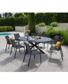 Set de comedor Aix - 1 mesa y 8 sillones antracita