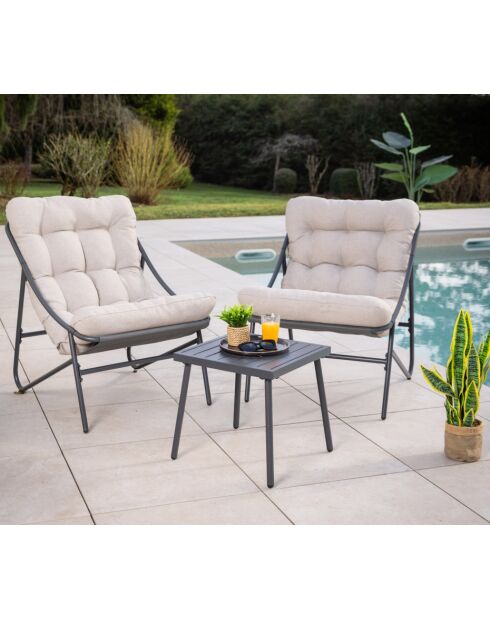 Mueble de jardín Leman de acero, 2 plazas, gris antracita