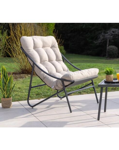 Mueble de jardín Leman de acero, 2 plazas, gris antracita