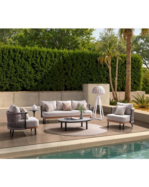 Mobiliario de jardín Natal de aluminio efecto madera de 5 plazas