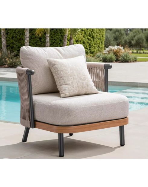 Mobiliario de jardín Natal de aluminio efecto madera de 5 plazas